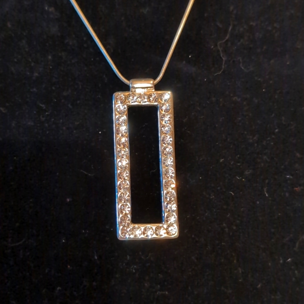 Silver Toned Stone Encrusted Geometric Statement Necklace